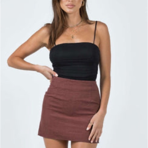 NWT Princess Polly Peony A-Line Brown Mini Skirt Size 2 - Picture 1 of 7